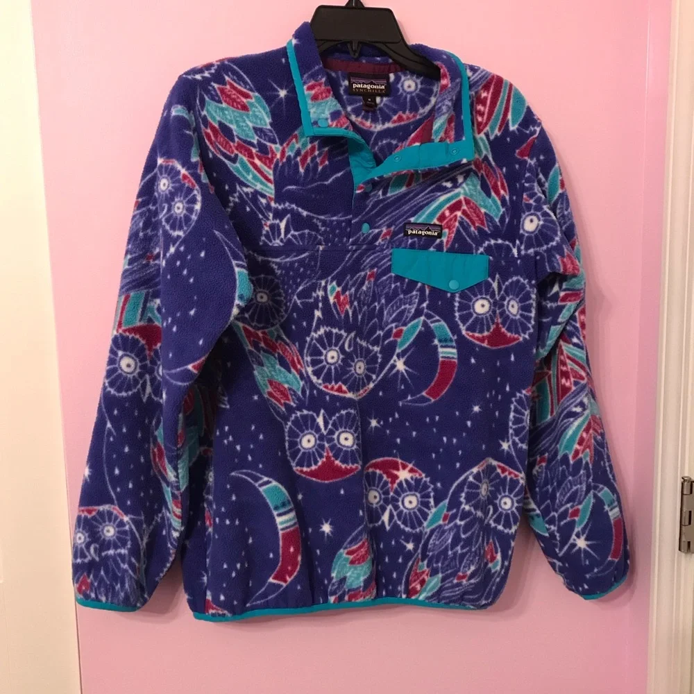 Patagonia harvest moon owl Lightweight Synchilla Snap-T Pullover size medium